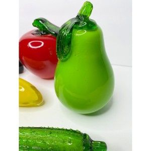 Vintage set of 5 Hand Blown Glass  Fruit, Apple, Banana,Pear..Home Decorations